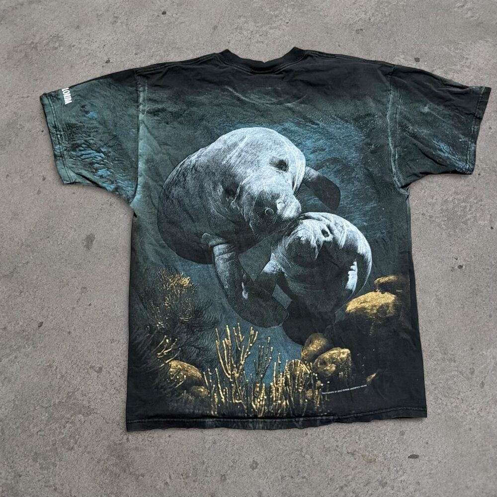 Vintage 90s Nature Manatee Graphic T-Shirt AOP Size XL